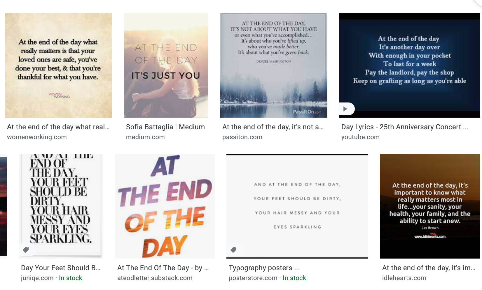 Google Image search for "at the end of the day"