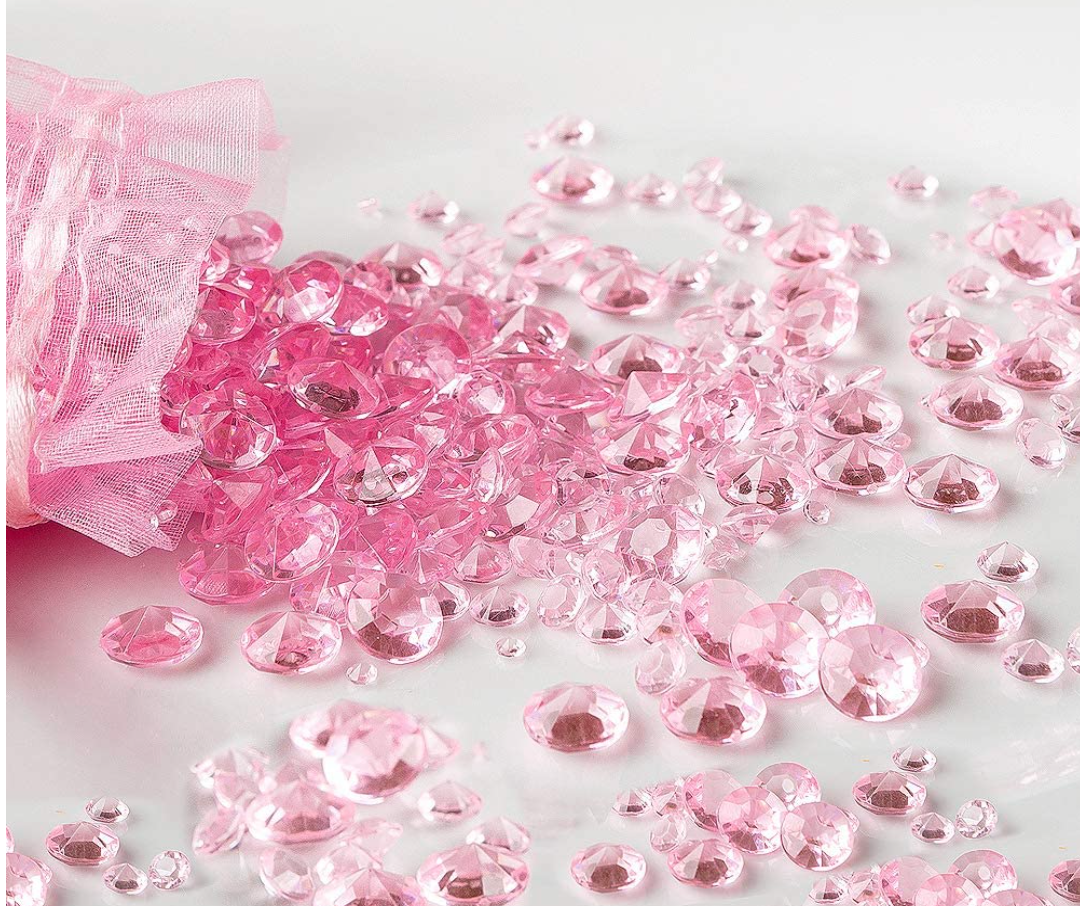 pink glitter confetti gems